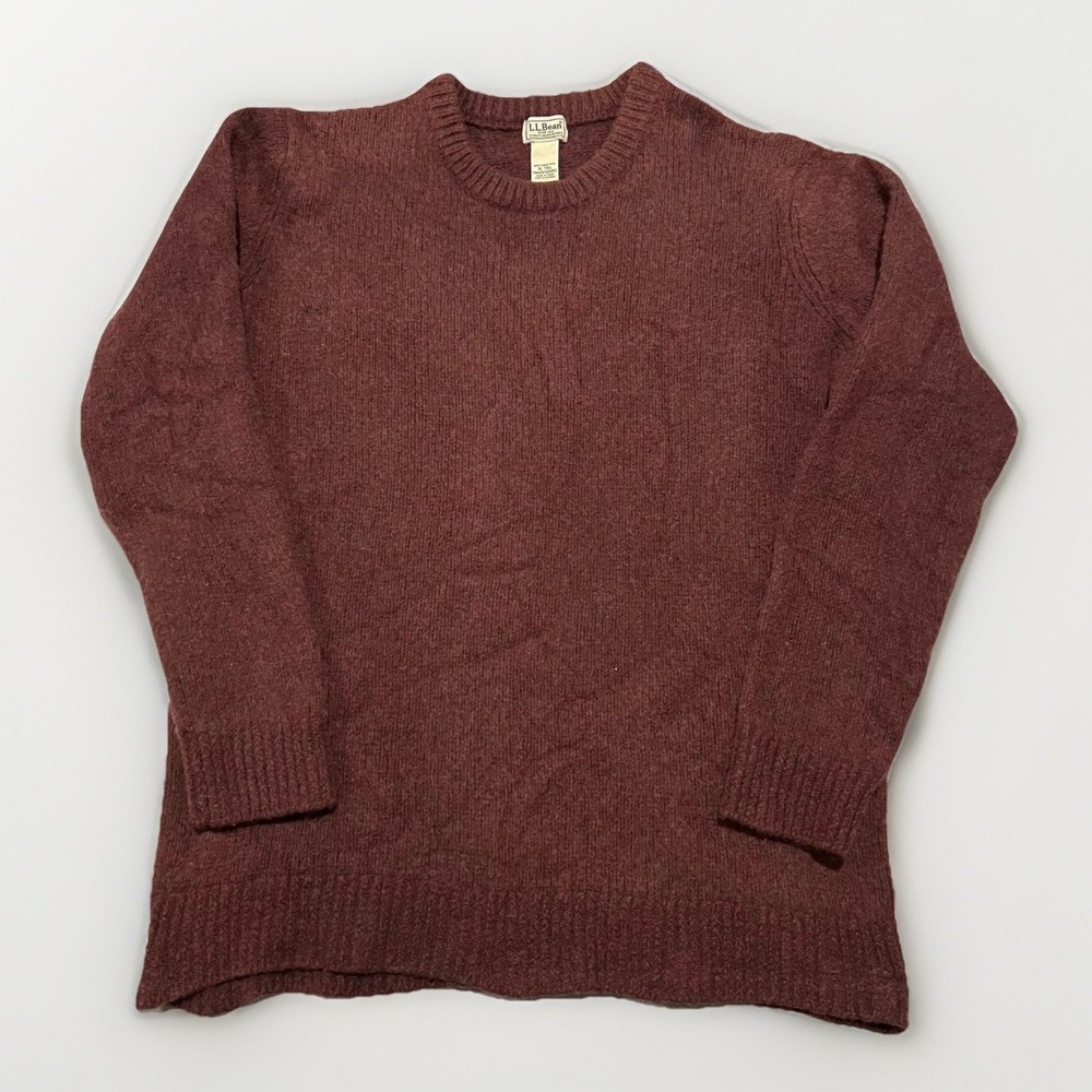LL Bean Mens Red Lambs Wool Warm Outdoor Fisherman Pullover Sweater XLT Tall